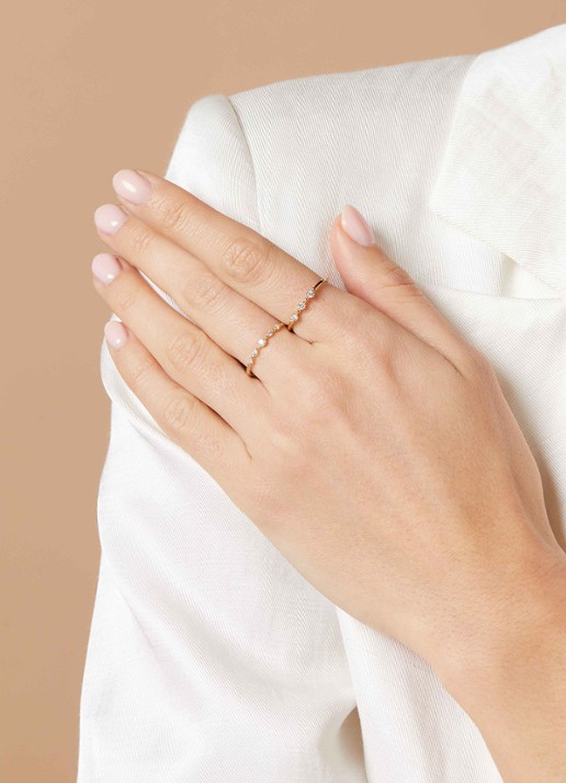 Diamond Point Joy ring van 14 karaat geelgoud met 0.09 ct diamant - voorkant 2 goud