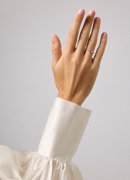 Diamond Point Ring Groeibriljant van 18 karaat witgoud met 0.06 ct. diamant - voorkant 2 witgoud
