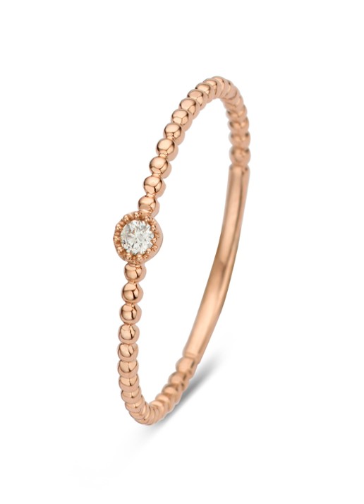 Diamond Point Ring van 14 karaat roségoud met 0.03 ct diamant Joy - voorkant 2 roségoud