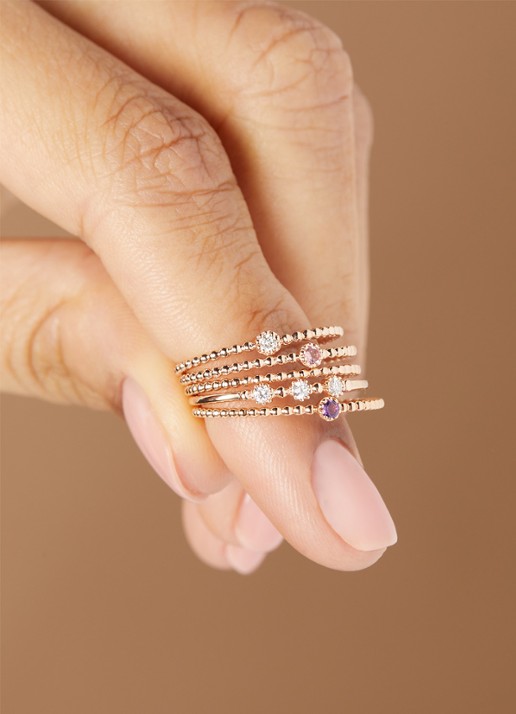 Diamond Point Ring van 14 karaat roségoud met 0.03 ct diamant Joy - voorkant 3 roségoud