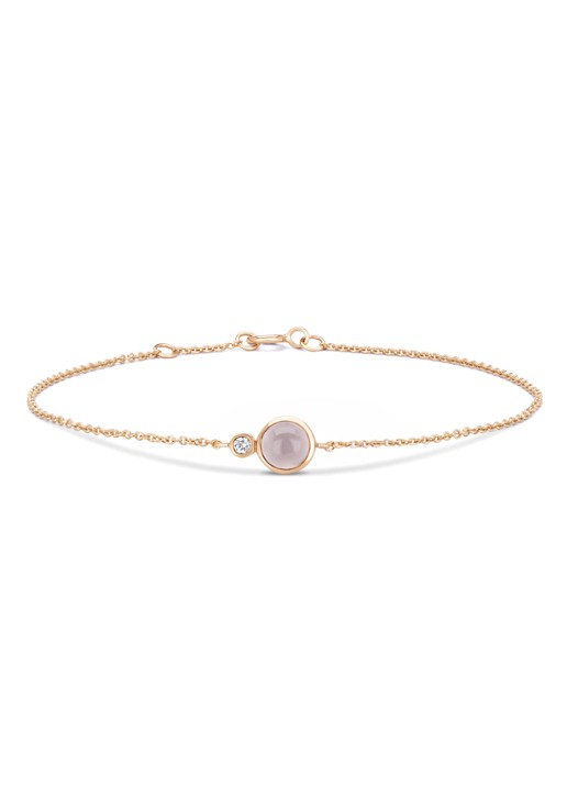 Diamond Point Roségouden armband, 0.69 ct rozenkwarts, Little Drops