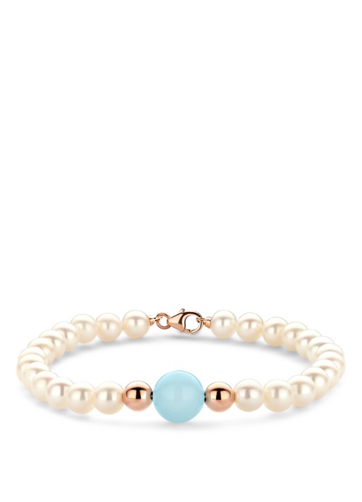 Diamond Point Roségouden armband 9.00 ct aquamarijn Rivièra - voorkant roségoud