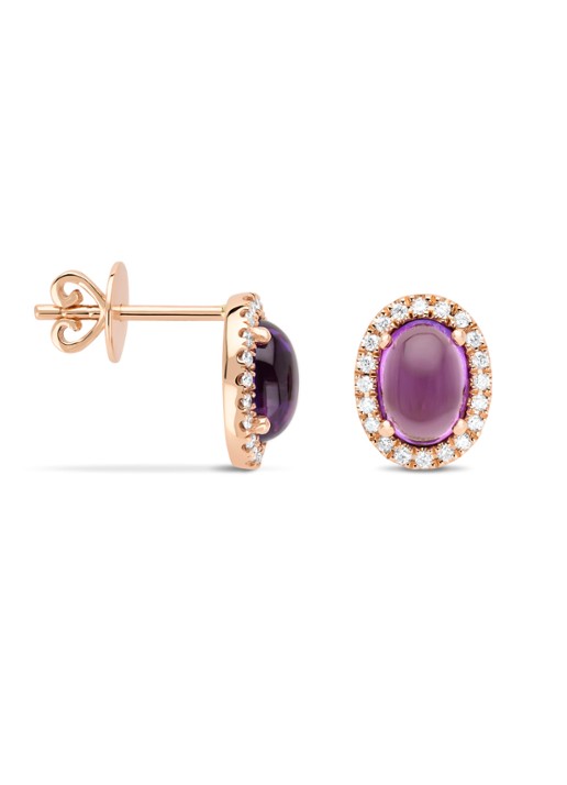 Diamond Point Roségouden oorsieraden, 1.55 ct paarse amethist, Little Drops
