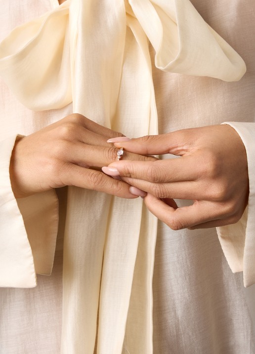 Diamond Point Roségouden ring, 0.54 ct rozenkwarts, Little Drops - voorkant 2 roségoud