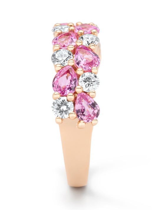 Diamond Point Roségouden ring, 1.65 ct roze saffier, Eden - detail roségoud