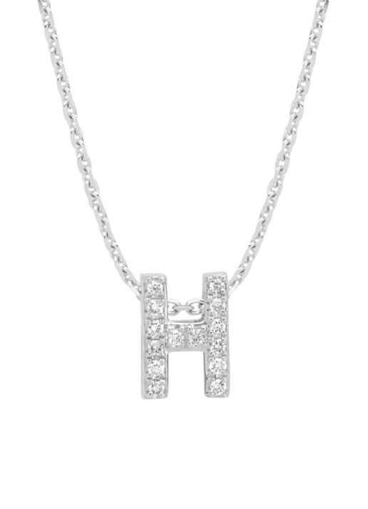 Diamond Point Witgouden hanger H, 0.05 ct diamant, Alphabet