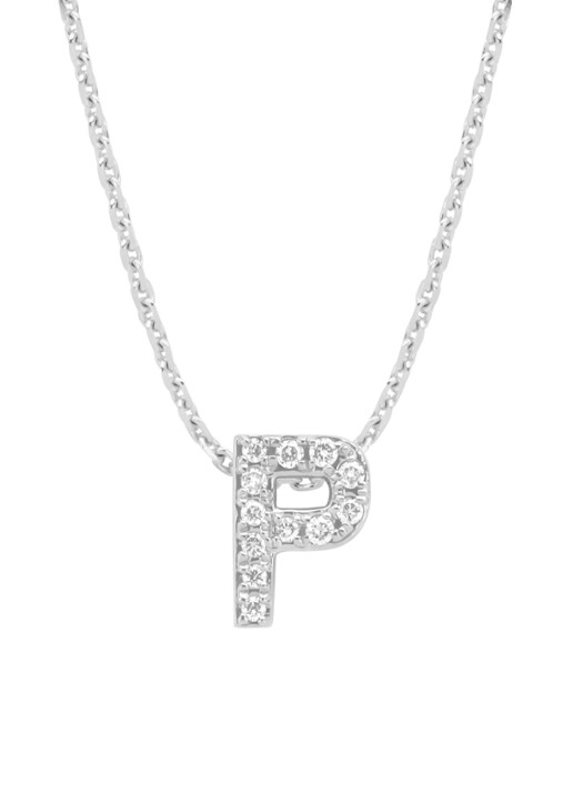 Diamond Point Witgouden hanger P, 0.05 ct diamant, Alphabet