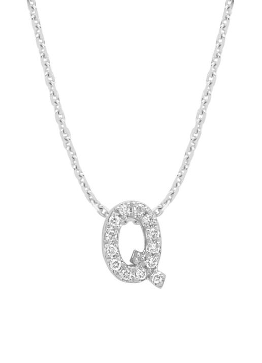 Diamond Point Witgouden hanger Q, 0.05 ct diamant, Alphabet