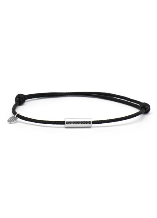 Diamond Point Witgouden koord armband, 0.04 ct zwarte diamant, Timeless Treasures