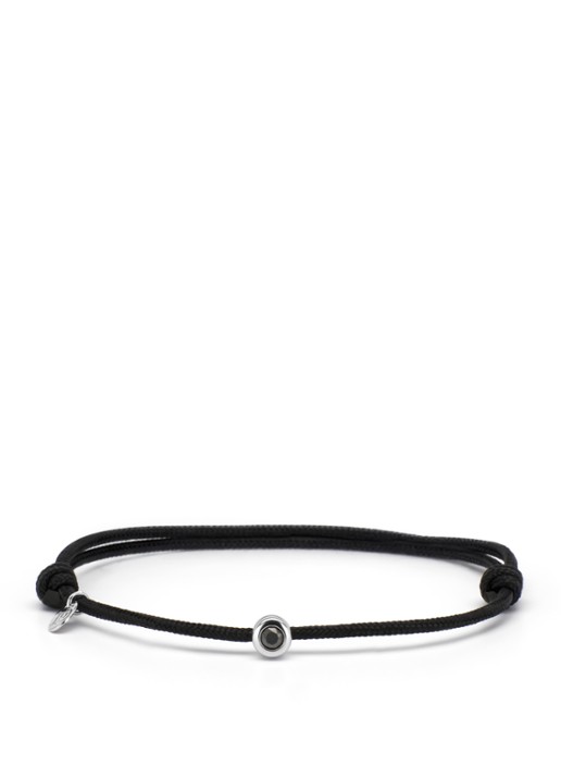Diamond Point Witgouden koord armband, 0.10 ct zwarte diamant, Timeless Treasures