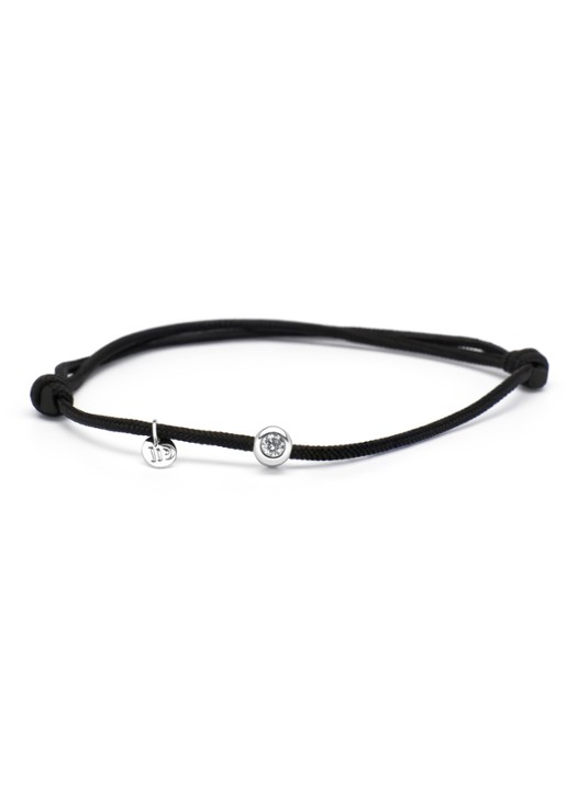 Diamond Point Witgouden koord armband, 0.10ct diamant, Timeless Treasures