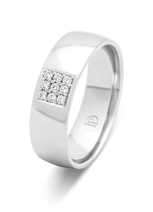 Diamond Point Witgouden ring, 0.09 ct diamant, Wedding