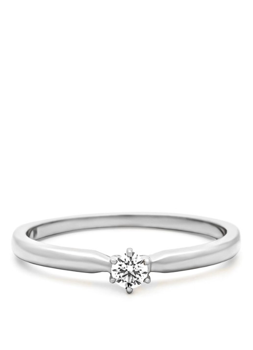 Diamond Point Witgouden ring, 0.10 ct diamant, Hearts & Arrows - detail 3 witgoud