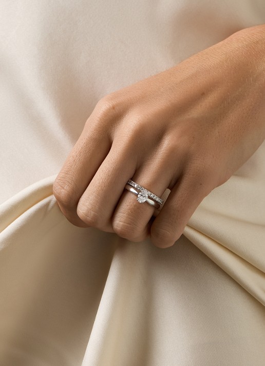 Diamond Point Witgouden ring, 0.32 ct diamant, Perfect Match - voorkant 2 witgoud