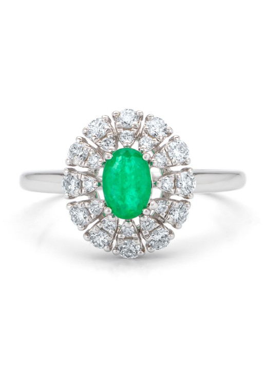 Diamond Point Witgouden ring, 0.48 ct smaragd, Majestic - detail witgoud
