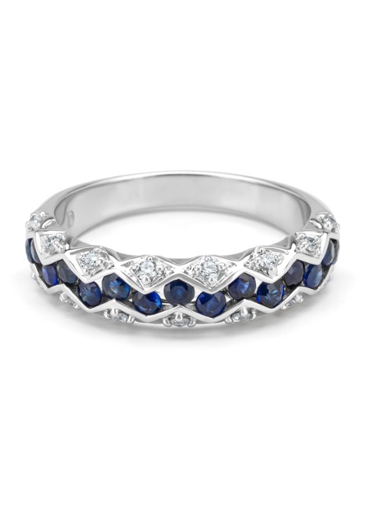 Diamond Point Witgouden ring, 0.79 ct blauwe saffier, Majestic - detail 4 witgoud