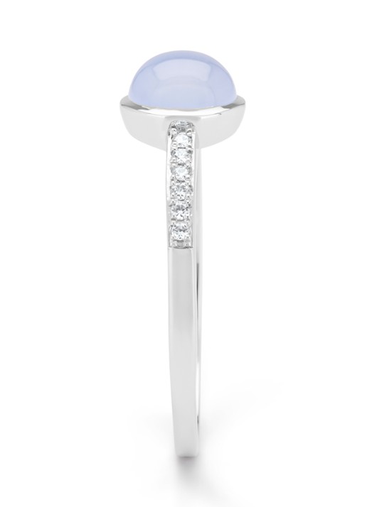 Diamond Point Witgouden ring, 0.93 ct blauwe chalcedoon, Little Drops - detail 3 witgoud