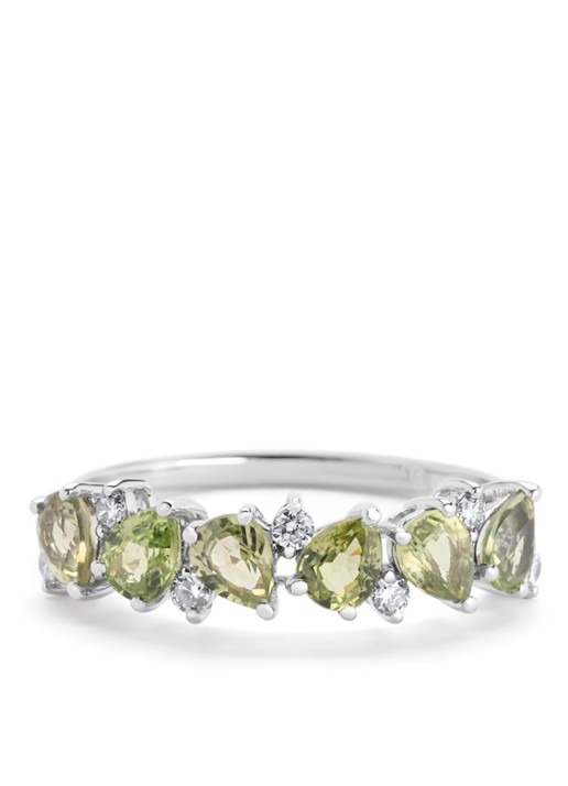 Diamond Point Witgouden ring, 1.19 ct groene saffier, Eden - detail 4 witgoud