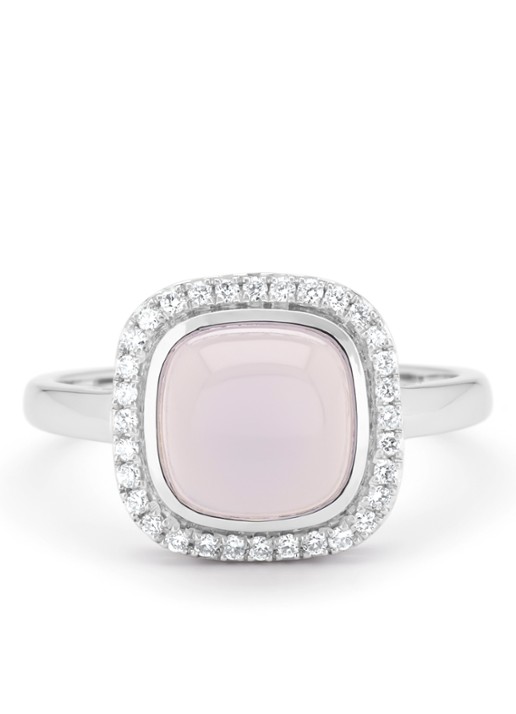 Diamond Point Witgouden ring, 2.45 ct blauwe chalcedoon, Little Drops - detail 2 witgoud