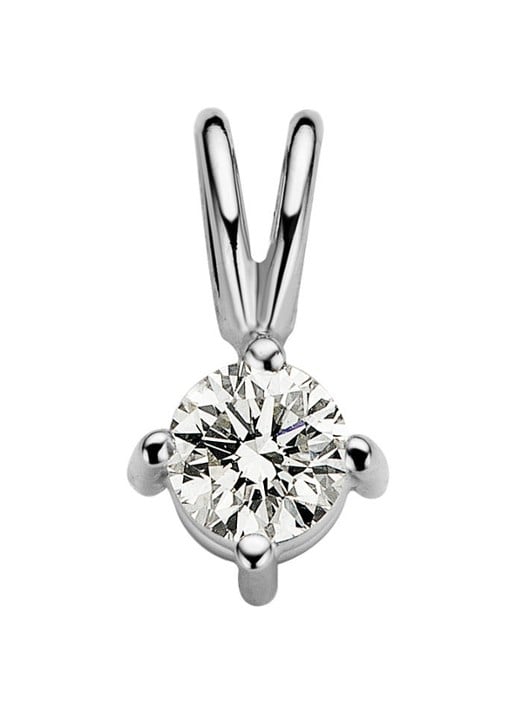 Diamond Point Witgouden solitair groeibriljant hanger, 0.20 ct. 0.20 ct diamant Groeibriljant