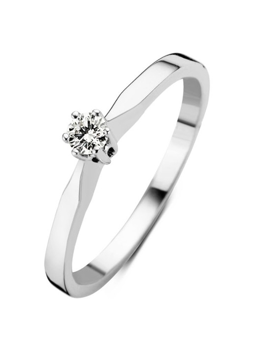 Diamond Point Witgouden solitair groeibriljant ring, 0.11 ct. 0.11 ct diamant Groeibriljant