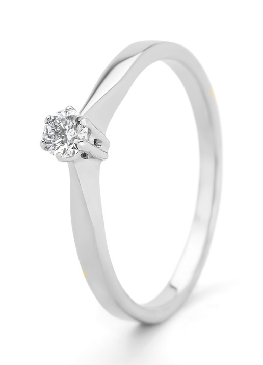 Diamond Point Witgouden solitair groeibriljant ring, 0.12 ct.
