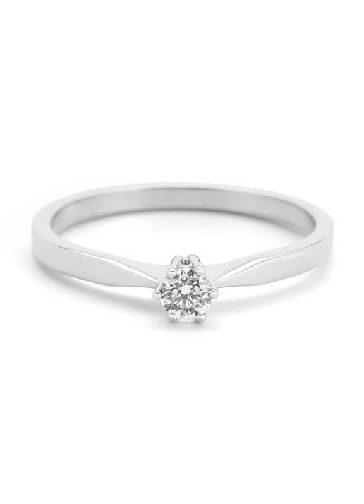 Diamond Point Witgouden solitair groeibriljant ring, 0.14 ct. 0.14 ct diamant Groeibriljant - detail 2 witgoud