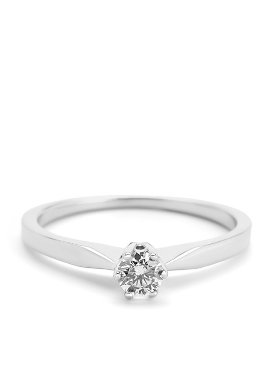 Diamond Point Witgouden solitair groeibriljant ring, 0.17 ct. 0.17 ct diamant Groeibriljant - detail witgoud
