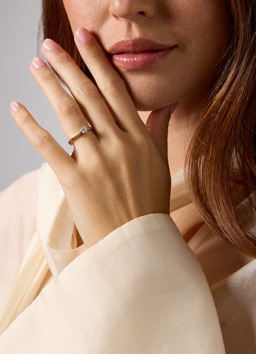 Diamond Point Witgouden solitair groeibriljant ring, 0.35 ct. 0.35 ct diamant Groeibriljant - voorkant 2 witgoud