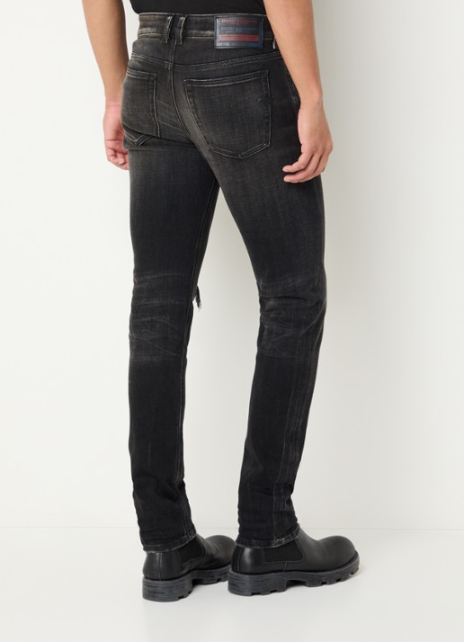 Diesel 1979 Sleenker skinny jeans met destroyed afwerking - achterkant zwart