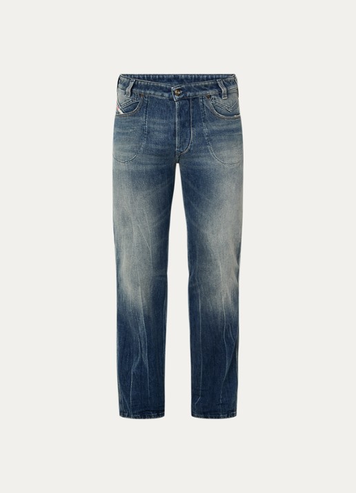 Diesel 1985 Larkee-Arc straight leg jeans met medium wassing - voorkant 3 indigo