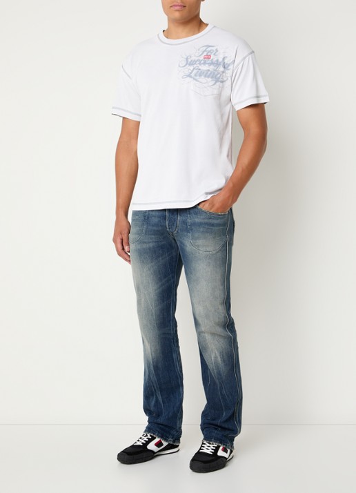 Diesel 1985 Larkee-Arc straight leg jeans met medium wassing - voorkant 4 indigo