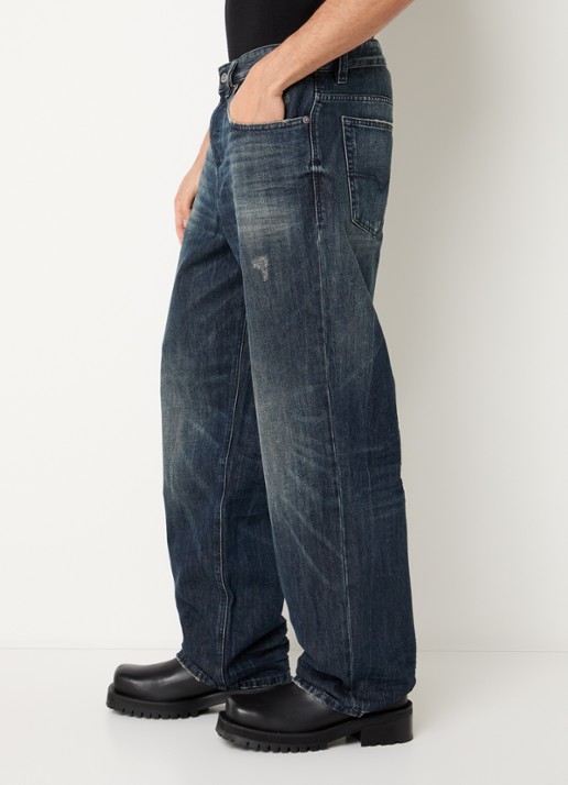 Diesel 2001 D-Macro loose fit jeans met destroyed afwerking - detail 4 indigo