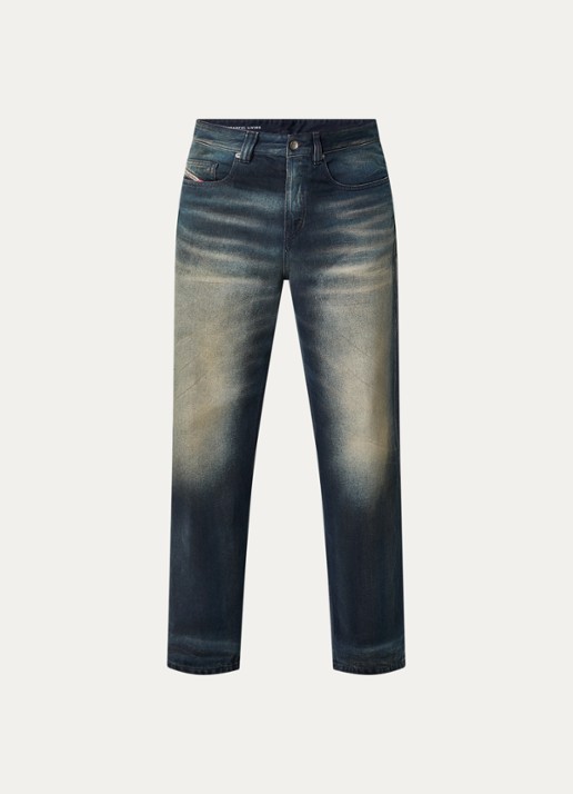Diesel 2001 D-MACRO loose fit jeans met donkere wassing - voorkant indigo