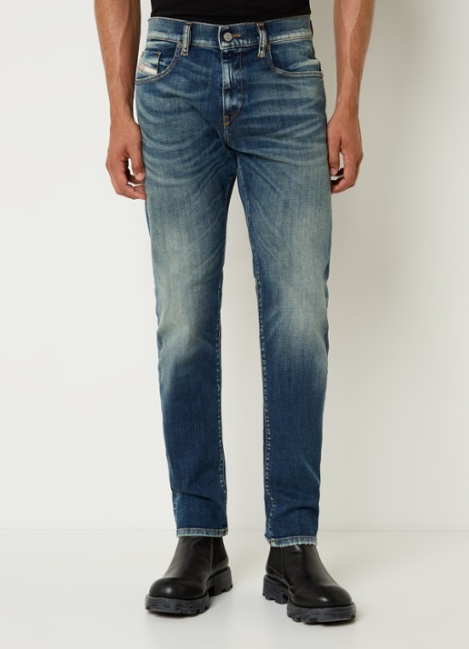 Diesel 2019 D-Strukt slim fit jeans met donkere wassing - detail indigo