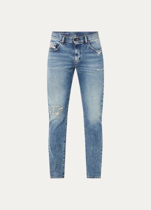 Diesel 2019 D-Strukt slim fit jeans met medium wassing - voorkant 4 indigo