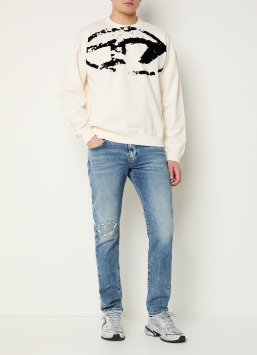 Diesel 2019 D-Strukt slim fit jeans met medium wassing - voorkant 5 indigo