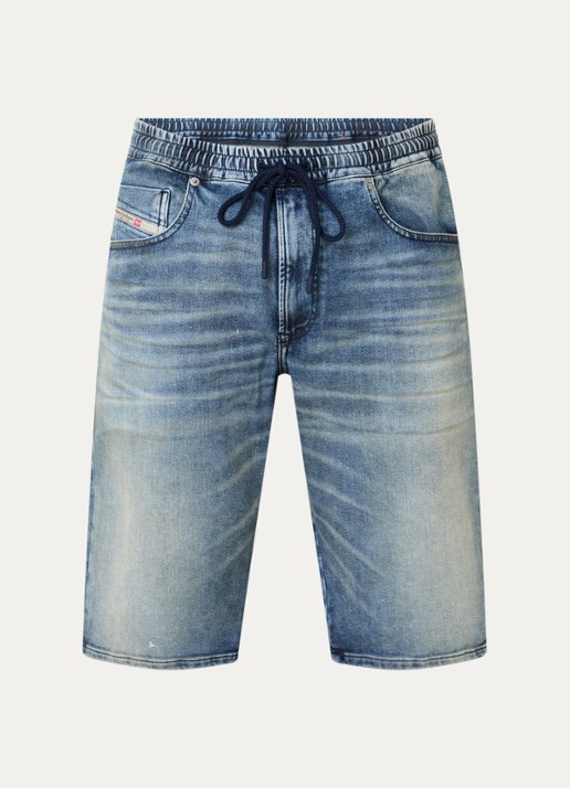 Diesel 2033 D-Krooley Joggjeans® straight fit korte broek van denim - voorkant 2 indigo
