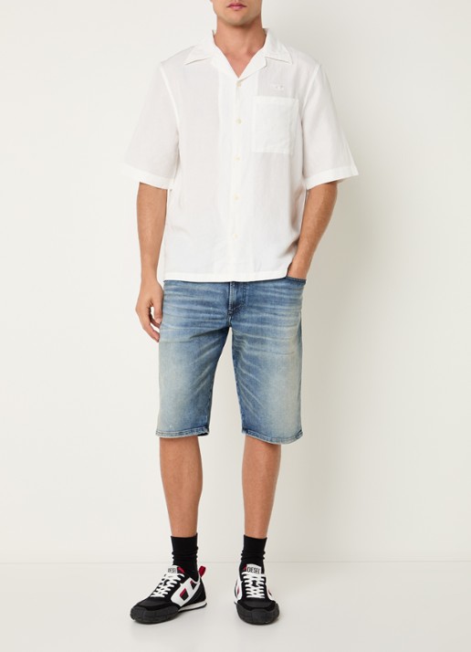 Diesel 2033 D-Krooley Joggjeans® straight fit korte broek van denim - voorkant 3 indigo
