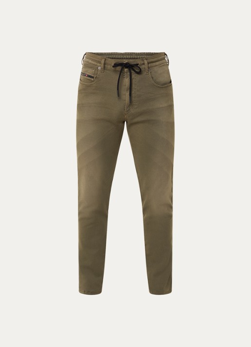 Diesel 2062 D-Strukt JoggJeans® tapered  jeans met gekleurde wassing  - voorkant 3 legergroen
