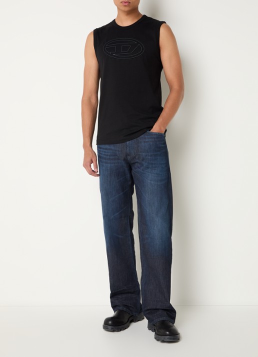 Diesel 2080 D-Reel loose fit joggingbroek van denim met trekkoord - voorkant 5 indigo