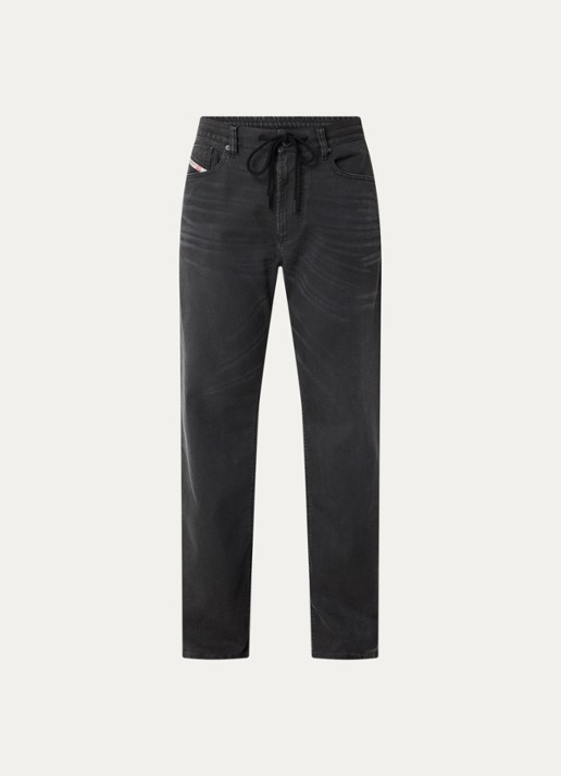 Diesel 2080 D-Reel loose fit joggingbroek van denim met trekkoord - voorkant 3 antraciet