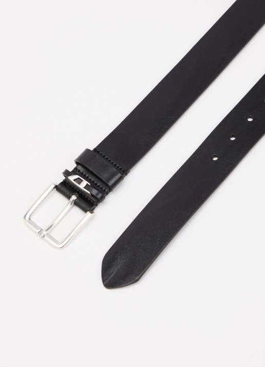 Diesel B-D Loop riem van leer met logo - detail 2 zwart