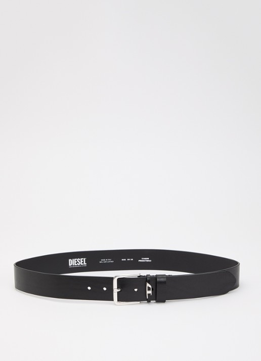 Diesel B-D Loop riem van leer met logo - voorkant zwart