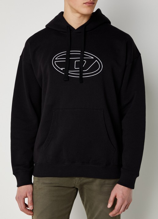 Diesel Bigoval hoodie met 3D logoprint - detail 4 diepzwart