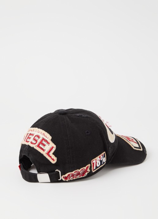 Diesel C-Braff pet met logoborduring - detail zwart