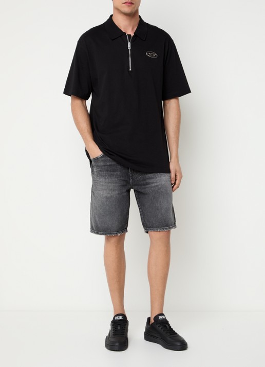 Diesel D-Fin straight fit korte broek van denim met gekleurde wassing - voorkant 3 zwart