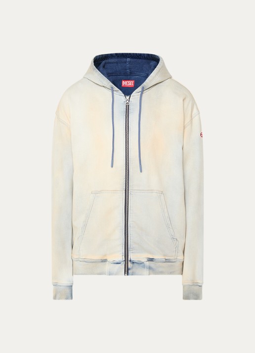 Diesel D-Gir-S sweatvest met capuchon - voorkant 4 vanillegeel
