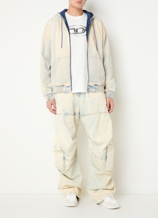 Diesel D-Gir-S sweatvest met capuchon - voorkant 5 vanillegeel