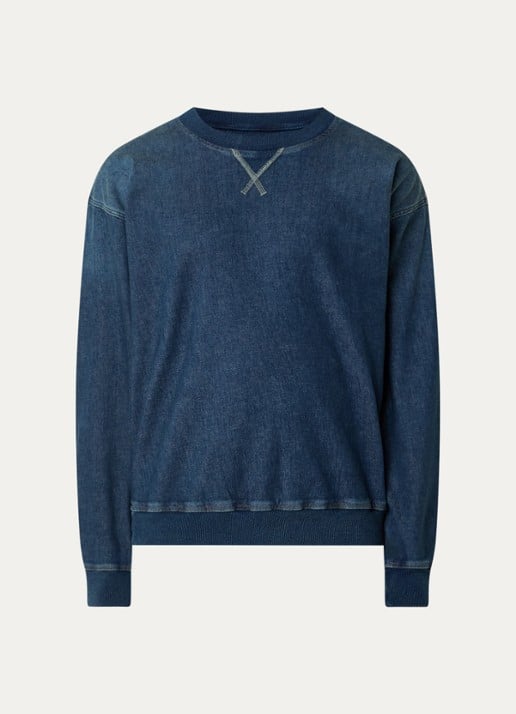 Diesel D-Kriby-S Track sweatshirt van denim - voorkant indigo